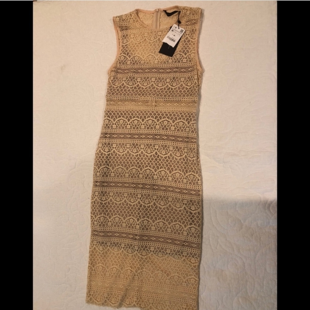 Zara Cream Midi Lace Dress